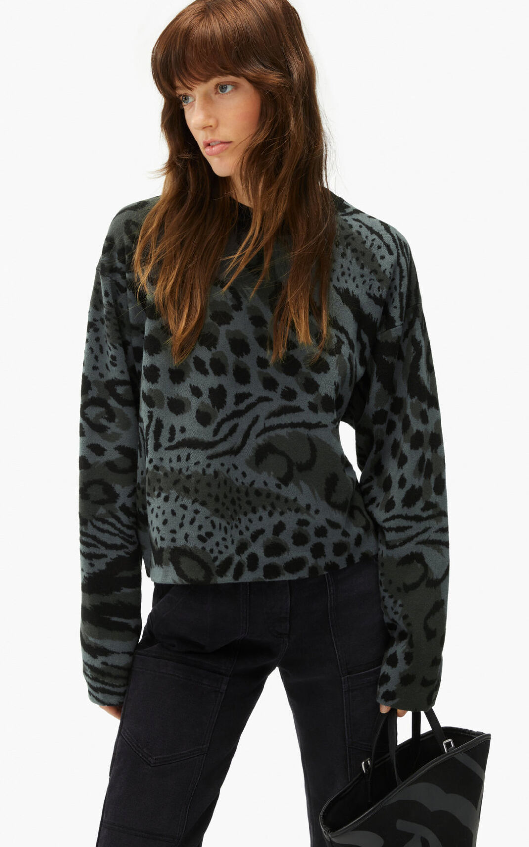 Kenzo Archive Leopard merino wool Stickad Tröja Dam | 97023-MGUY